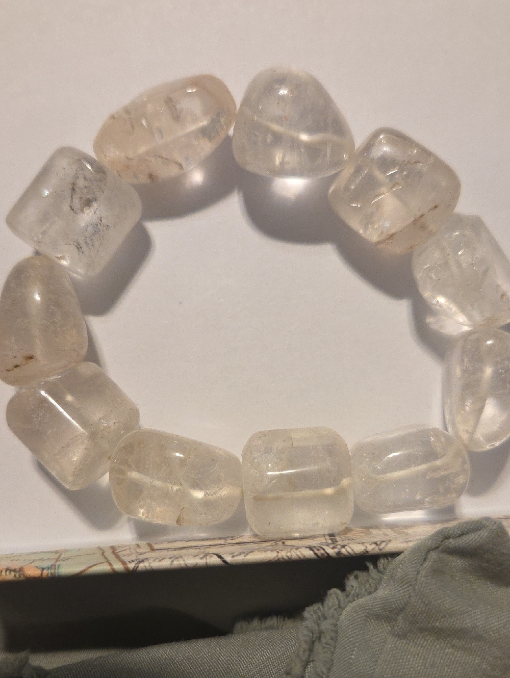 Clear Tumbled Stone Stretch Bracelet - Translucent